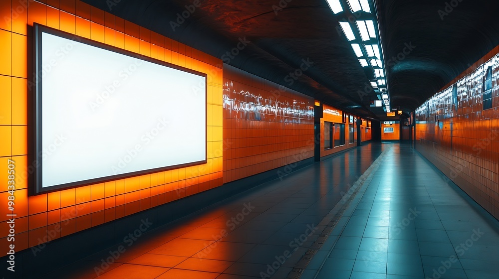 Mockup image of Blank billboard white screen posters and led in the subway station for advertising : Generative AI Mockup image of Blank billboard white screen posters and led in the subway station for advertising : Generative AI
