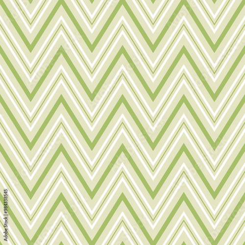 A repeating zigzag pattern in soft green and white, suitable for backgrounds or textile designs.