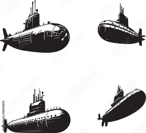 silhouette of clean vector Submarine isolated on white background

