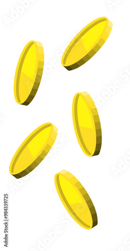 Falling yellow coins create a dynamic visual effect, representing wealth and success in a symbolic way