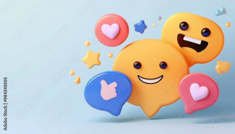 Cheerful and Vibrant Cartoon Style Emojis with Expressive Faces and Reactions