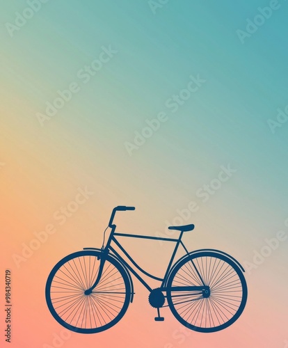 Wallpaper Mural Minimalist Depiction of a Vibrant Bicycle Silhouette Against a Sunset Gradient Background Torontodigital.ca
