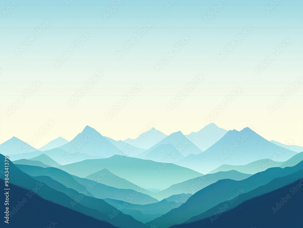 Obraz premium Minimalist Mountain Landscape with Layered Silhouettes and Gradient Tones