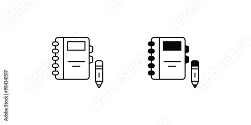 note book set icon with white background vector stock illustration