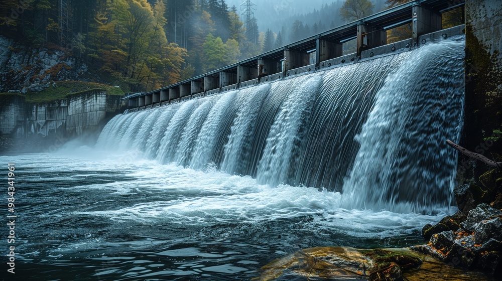 Serene Waterfall with Calm River Landscape Serene Waterfall with Calm River Landscape