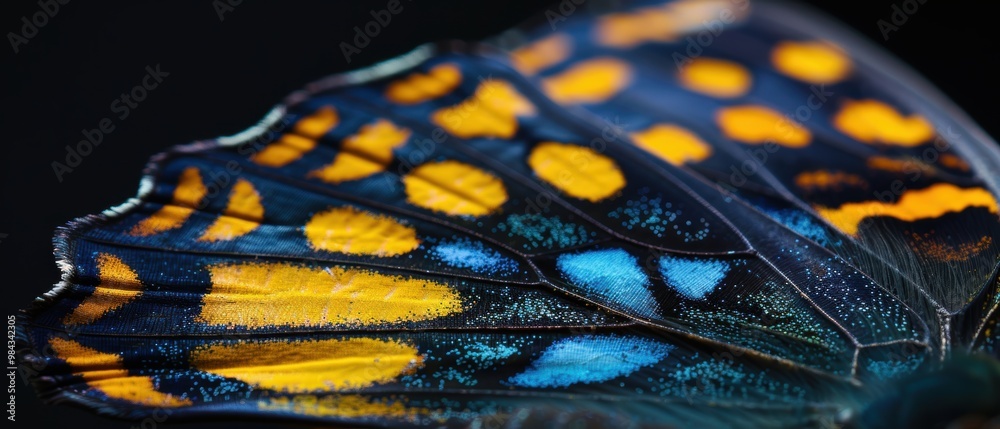 Colorful Butterfly Wing Close-Up with Striking Patterns Colorful Butterfly Wing Close-Up with Striking Patterns