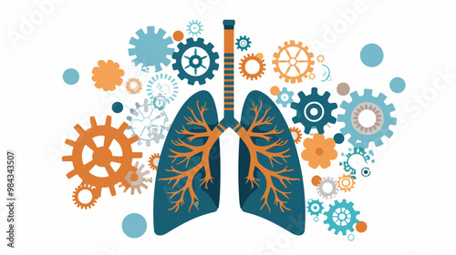 Medical Illustration of Healthy Human Lungs and Respiratory Mechanisms