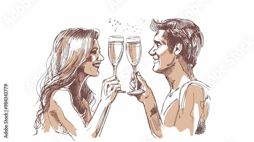 Happy Husband and Wife Celebrating at Home Together