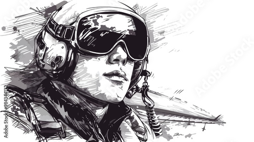 Handdrawn Vector illustration of becoming a pilot on white background