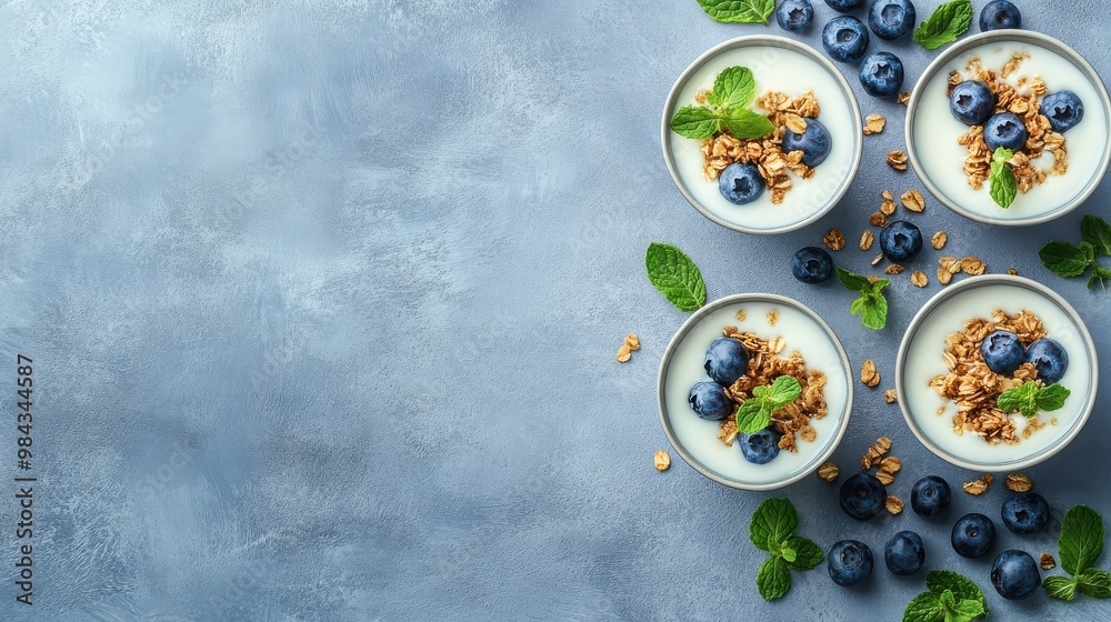 Healthy Breakfast with Yogurt, Granola, and Blueberries for Nutritious Mornings Healthy Breakfast with Yogurt, Granola, and Blueberries for Nutritious Mornings