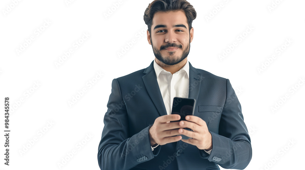 portrait of a businessman or entrepreneur using mobile phone isolated on transparent background portrait of a businessman or entrepreneur using mobile phone isolated on transparent background