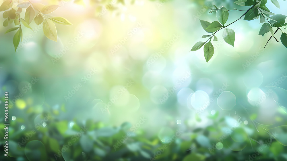 Abstract Green Nature Background with Sunlight and Bokeh, Ideal for Spring and Summer Designs Abstract Green Nature Background with Sunlight and Bokeh, Ideal for Spring and Summer Designs
