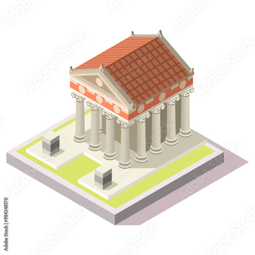 Isometric Imperial Rome Temple Game Tile