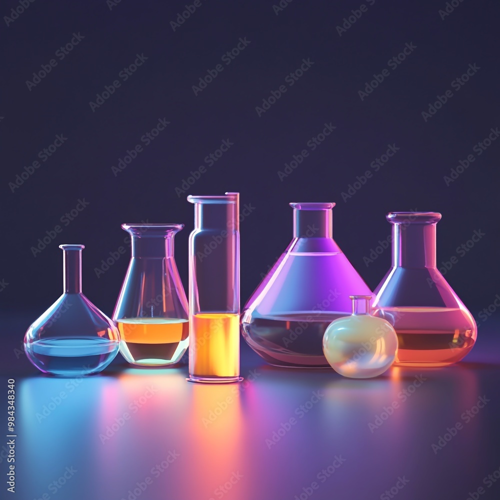 3D Glassware Icon: Essential Lab Containers Logo Illustration 3D Glassware Icon: Essential Lab Containers Logo Illustration