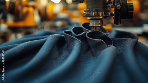 A detailed view of pleats and folds being carefully ironed, maintaining the garment's structure with precision. photo