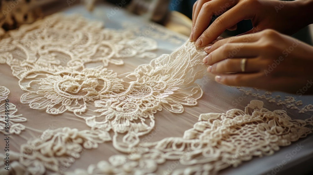 A delicate image of lace being hand-ironed, with careful attention to detail ensuring a flawless finish. A delicate image of lace being hand-ironed, with careful attention to detail ensuring a flawless finish.