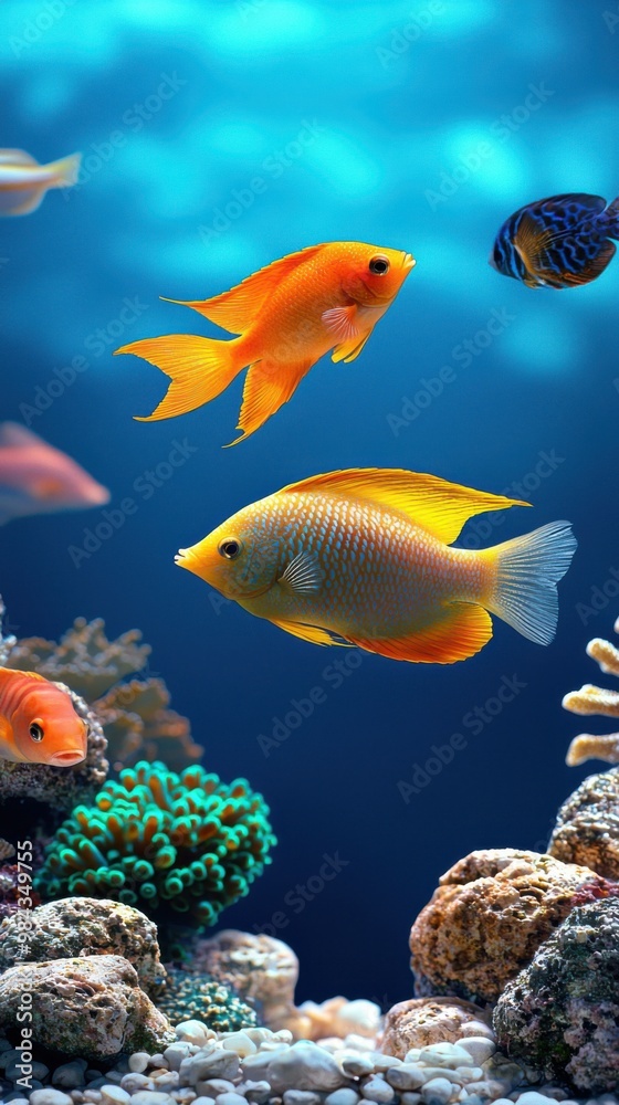 Fototapeta premium Vibrant Fish Swimming Among Coral Reef