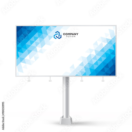 Billboard design, creative flat blue background, triangles