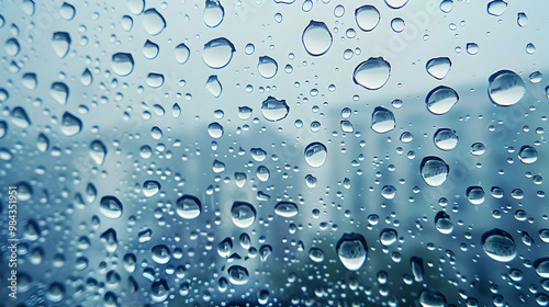 Close-up of Water Drops on a Glass Surface, Creating a Abstract and Textured Background