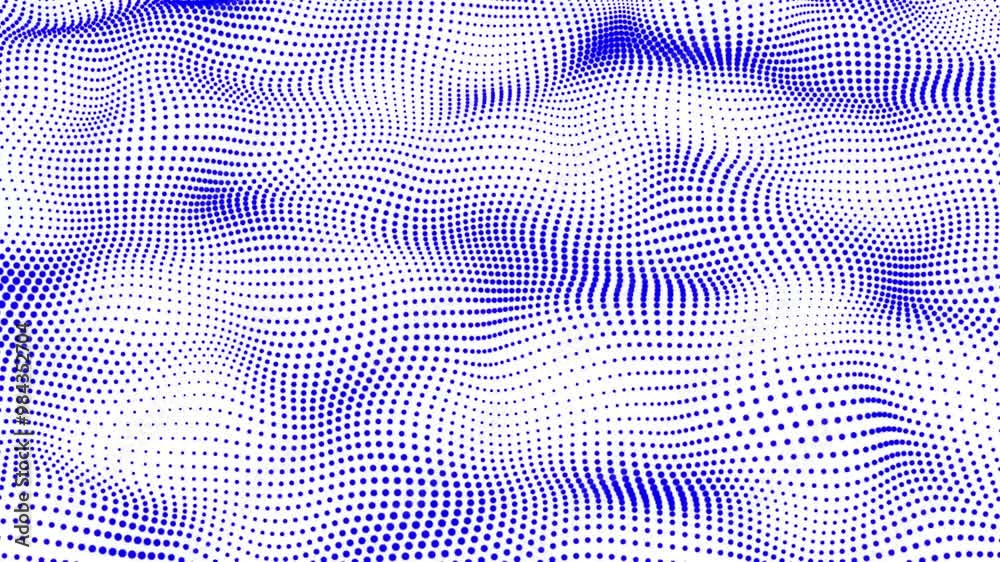 Blue color digital dot background animation. Dot pattern with halftone effect. Abstract dots wave on white background. Digital technology connection and innovation concept Blue color digital dot background animation. Dot pattern with halftone effect. Abstract dots wave on white background. Digital technology connection and innovation concept