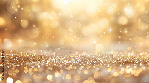 Abstract Golden Glitter Background with Bokeh Lights and Sparkles