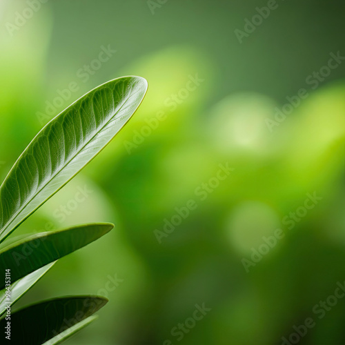 close up of green leaf with Generative ai