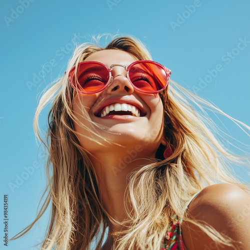 Cheerful woman on summer vacation
