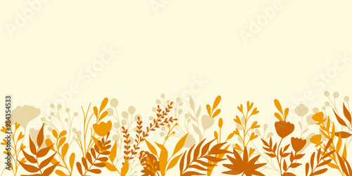Autumn background with orange and yellow leaves. Pattern with simple leaf silhouettes. Vector decoration for autumn, Thanksgiving and Harvest Day design.