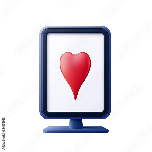 Heart shape symbol on a digital screen, white isolated background photo