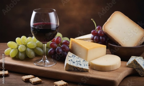 Wine and cheese with grapes