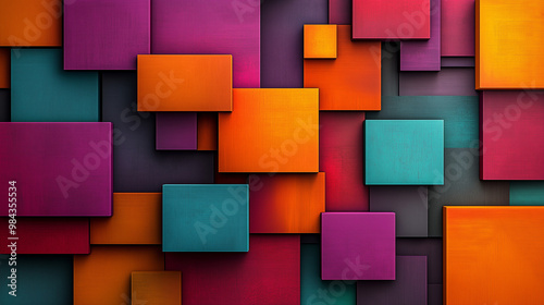 Dynamic Arrangement Of Colorful Rectangles In Abstract Geometric Design