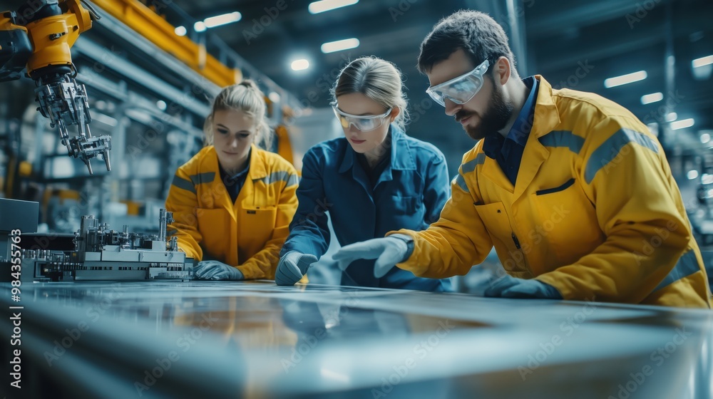 Engineers Collaborating in Modern Manufacturing Facility Engineers Collaborating in Modern Manufacturing Facility