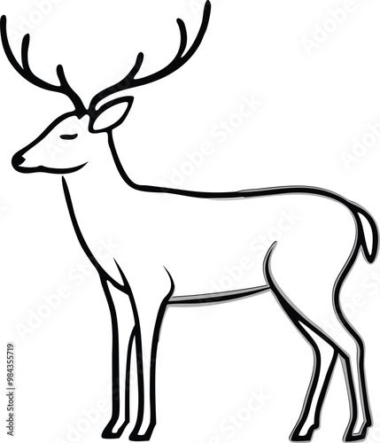 Set of deer in continuous line art drawing style. Continuous line drawing collection of deer. Deer in abstract and minimalist linear icon set. Vector illustration Pro Vector.