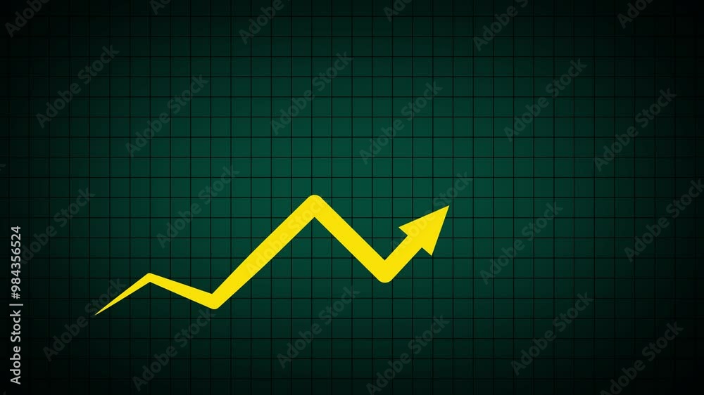 Business growth success chart with arrow. Rising up stock market yellow arrow graph diagram financial business profit progress economic on blue background with grid. Graph diagram up Business growth success chart with arrow. Rising up stock market yellow arrow graph diagram financial business profit progress economic on blue background with grid. Graph diagram up
