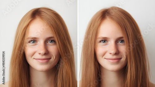 Dramatic hair density transformation, before-and-after scalp photos with clear results, focusing on hair volume, Photorealistic, Natural Background