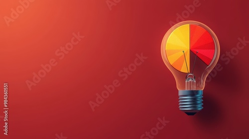 Light bulb with pie chart, business insights driving growth, flat design illustration, isolated lower right corner of the background