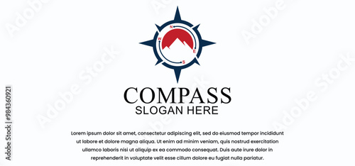 compass or navigation logo, compass direction vector with modern style