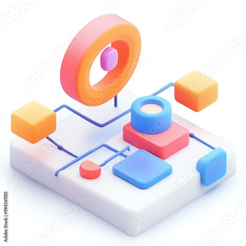 3D Planning Icon: Strategizing Resource Usage Logo Illustration