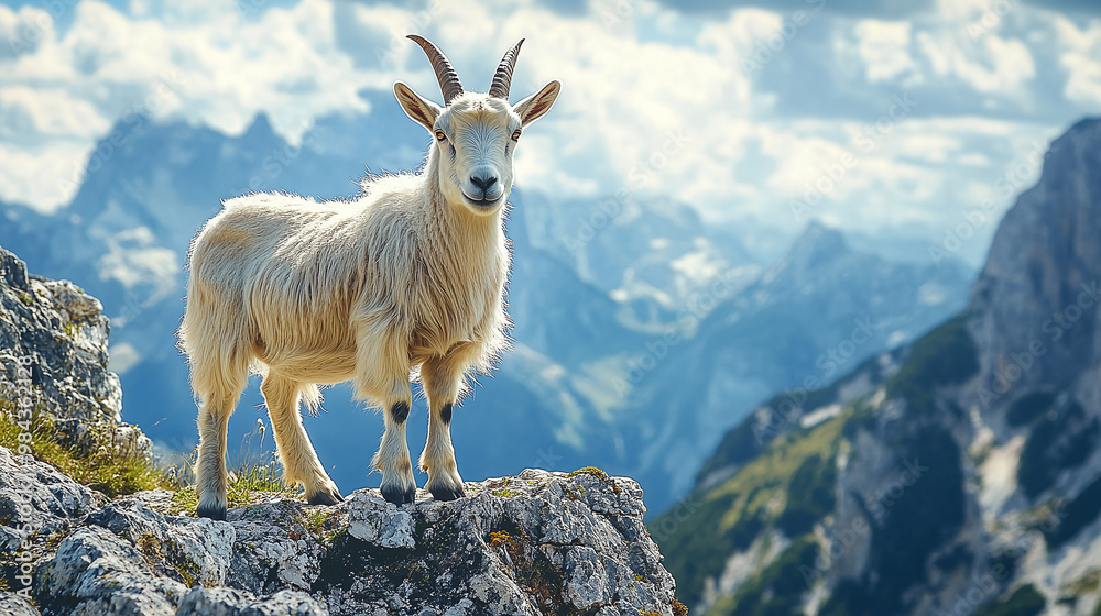 Obraz premium a billy goat in the alps on a mountain