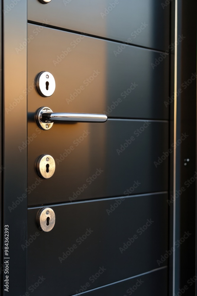 Obraz premium Safety concepts multiple door lock on door.