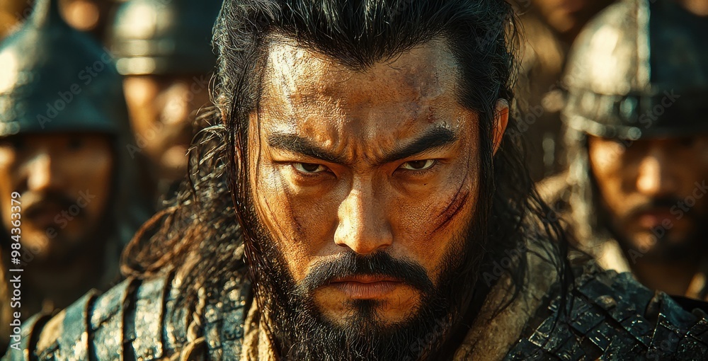 Intense Warrior in Battle Portrait Intense Warrior in Battle Portrait