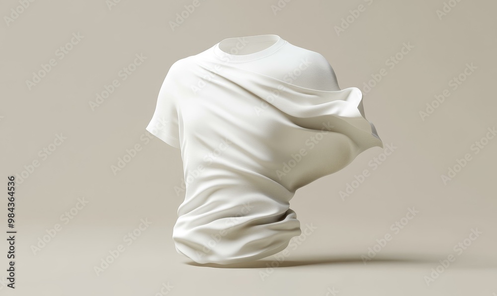 Obraz premium A white t-shirt floating in mid-air.