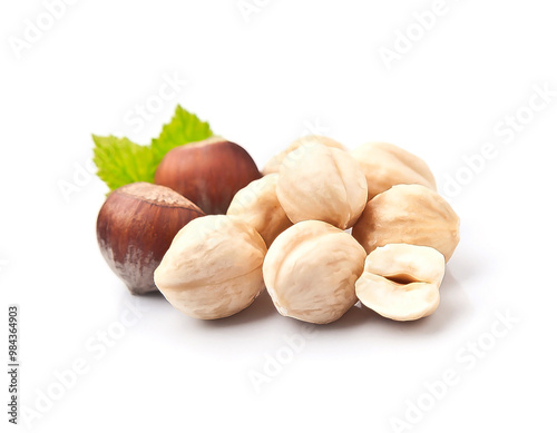 Hazelnuts with leaves