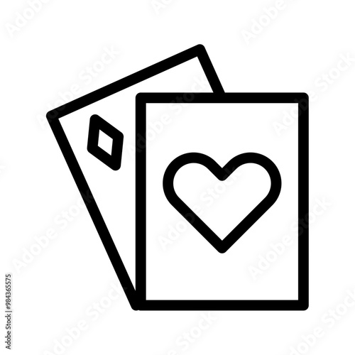 playing cards icon - simple line icon