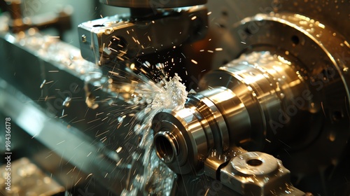 Metal slotting machine in action photo