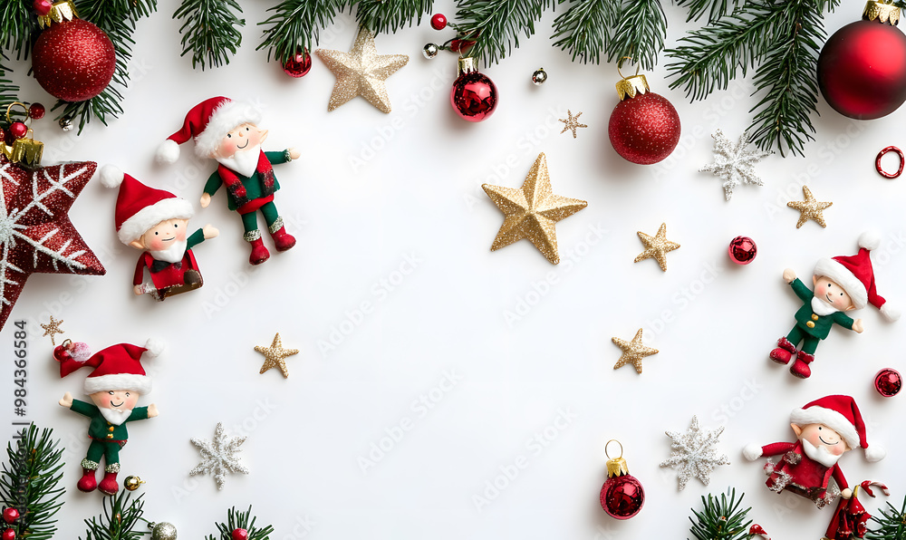Christmas and New Year accessories on white background