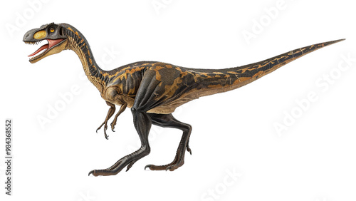 Gigantoraptor isolated on a white background, showcasing its massive size and unique features, with a focus on detailed texture and accurate representation photo