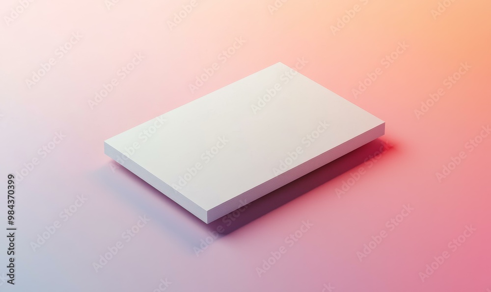 White paper stack on pink and orange background.