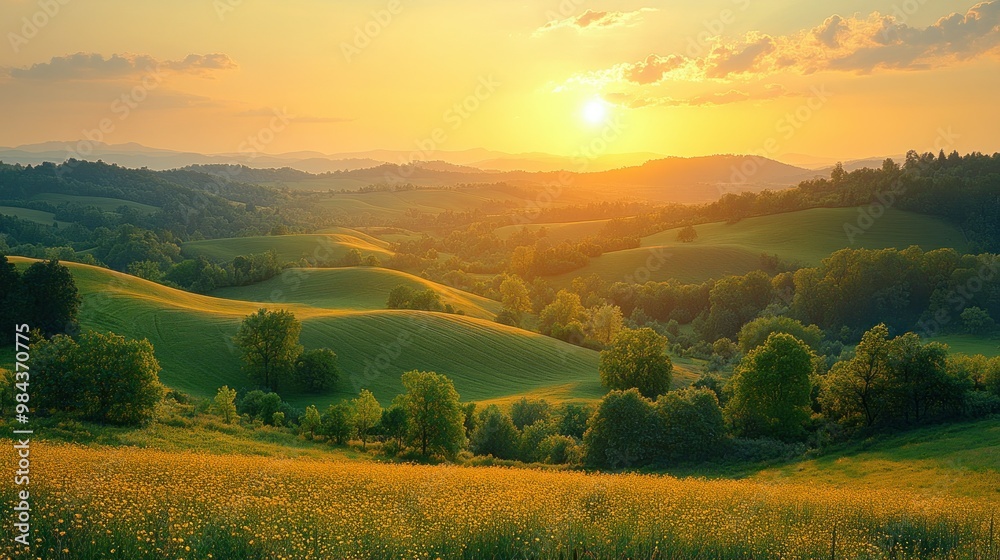 Obraz premium Serene Nature Landscape at Sunrise and A peaceful scene of a tropical beach print of mountains, forests, or oceans.