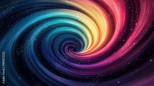 Colorful Swirling Vortex with Glimmering Stars.